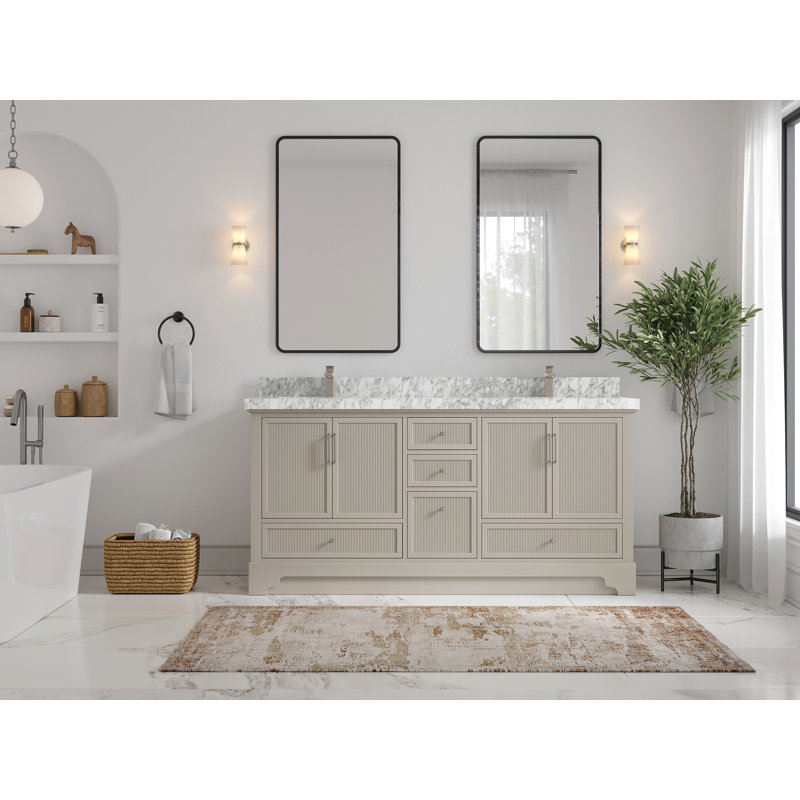 Wildon Home® Aulbrey 72" Double Bathroom Vanity Set (Knobs Option ...